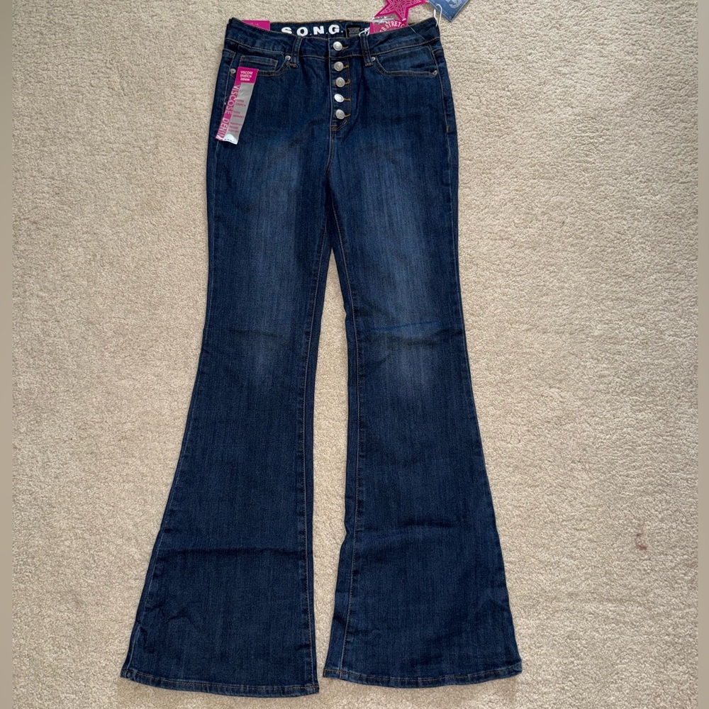 Women's Flare Jeans With Rhinestone Pockets